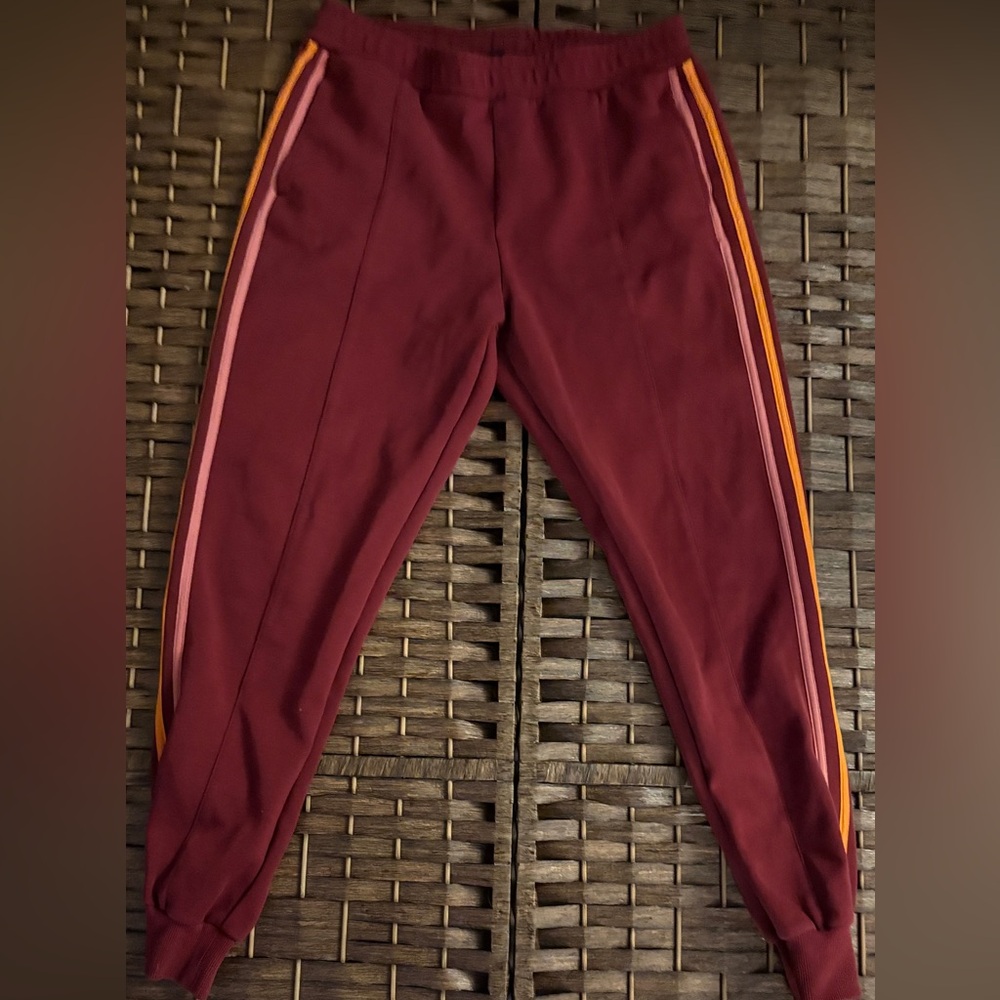 Retro Burgundy Striped Joggers